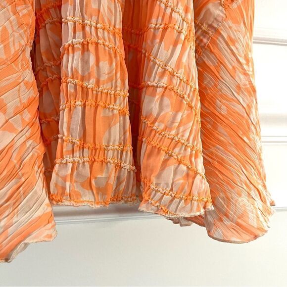 Jonathan Simkhai Chiffon Mini Dress in Orange and Cream, Size Small, NWT - Picture 9 of 12